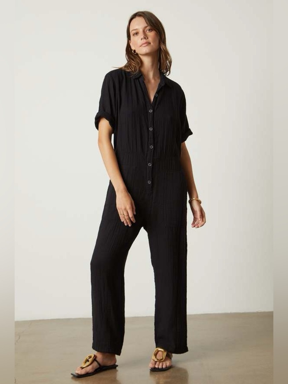 Velvet by Graham & Spencer ELIA COTTON JUMPSUIT - BLACK, size XS